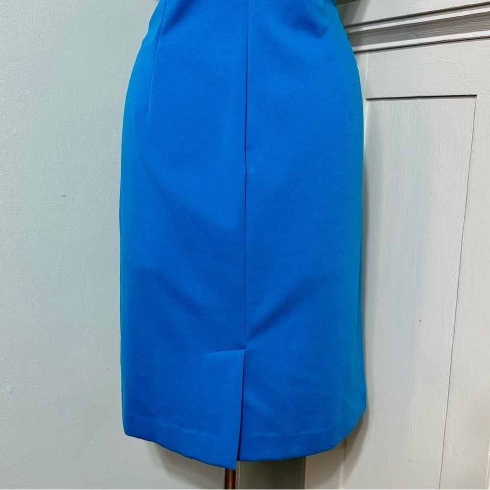 Calvin Klein Ruched Stretch Sheath Dress Blue Teal Size 14 - Picture 7 of 10